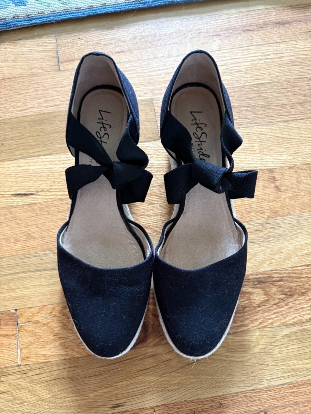 LifeStride Black Bow Espadrille Slip-On Shoes Women’s US 10 M